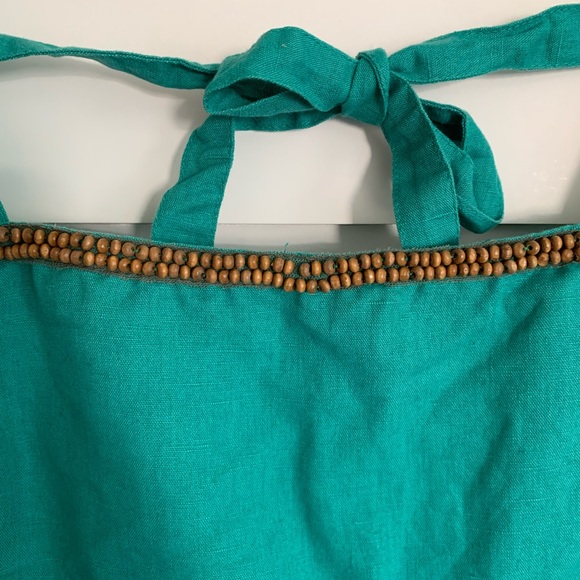 Free People Turquoise Linen Embroidered Dress Size 2 - Picture 4 of 6